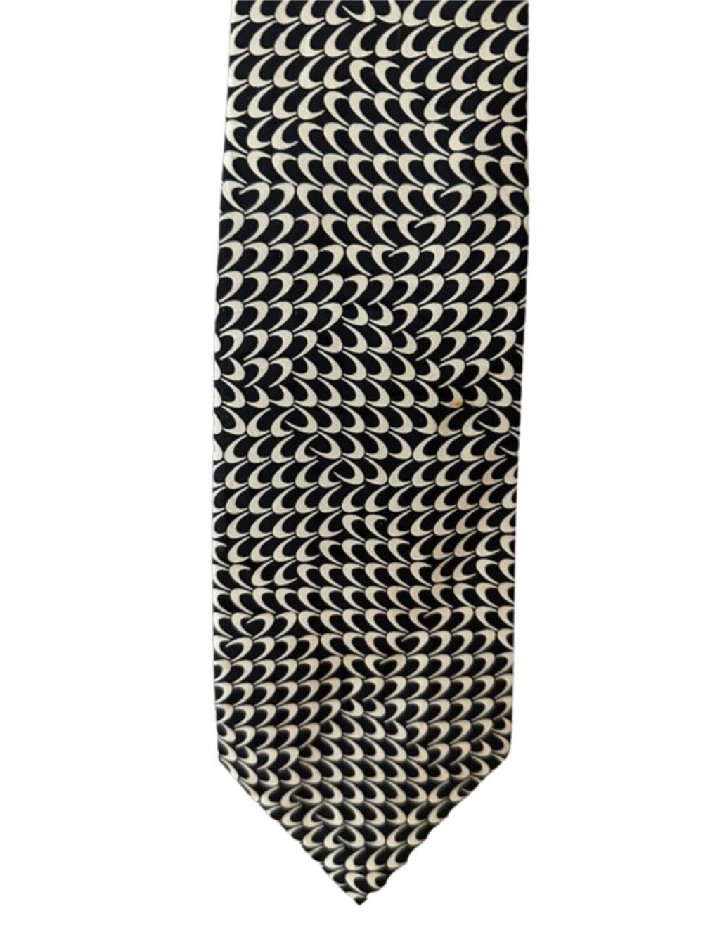 Polo Ralph Lauren Silk Tie Black Cream Geometric Pattern Classic Designer
